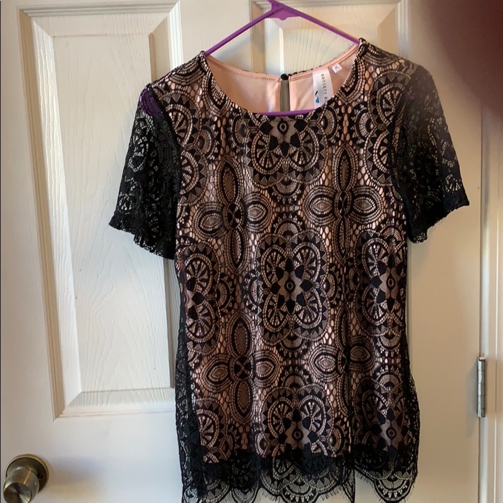 Black and Pink lace top